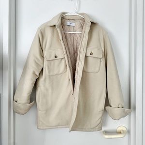 Aritzia TNA Polar Shirt Jacket in Cream